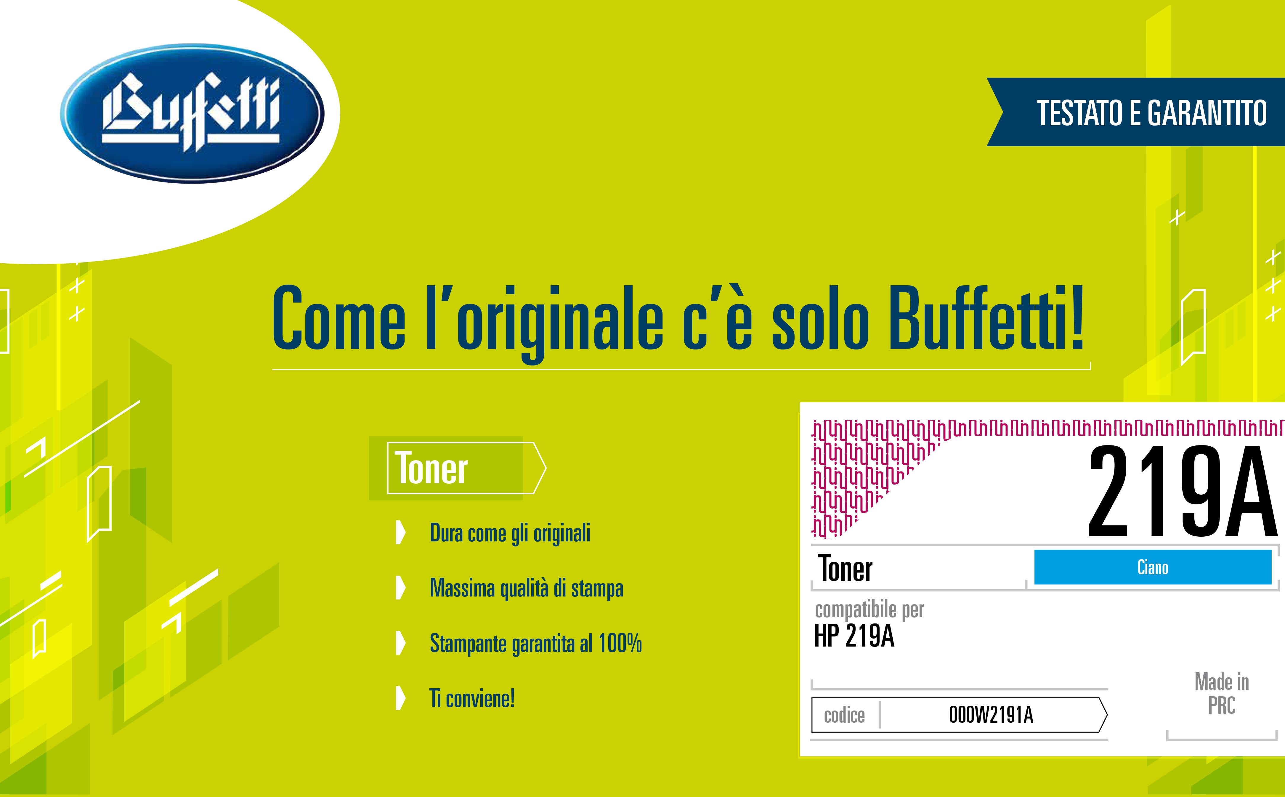 Toner HP - Compatibile 219A W2191A - Ciano - 1.200 pag
