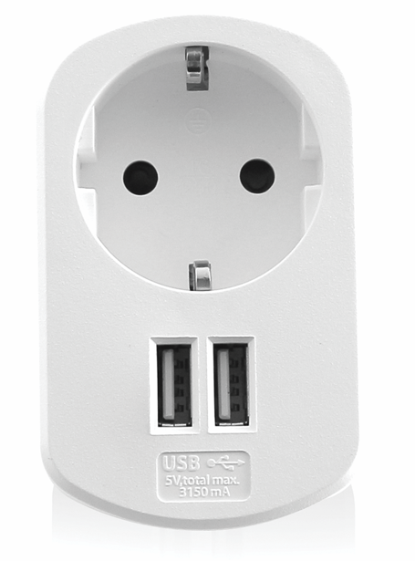 Adattatore multiplo Schuko  +2USB 3.1A