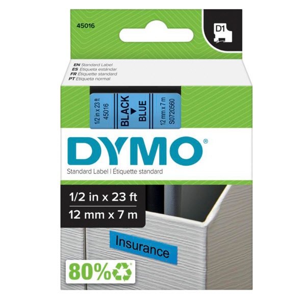 Nastri Dymo D1 - 12 mm x 7 m - nero/blu