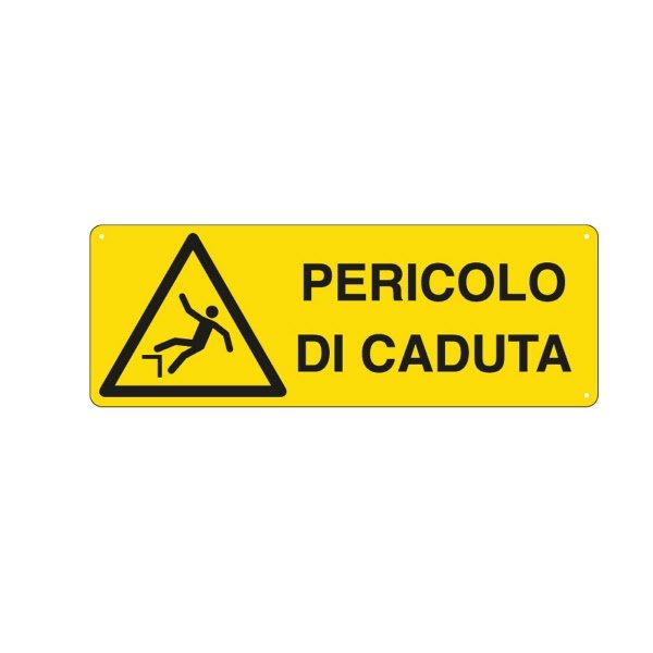 Cartello in alluminio Pericolo di caduta - F.to: 35x12,5 cm