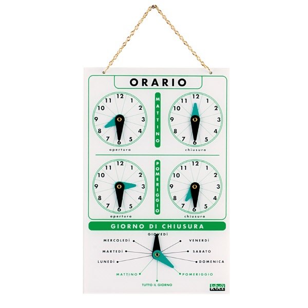 Cartello orario con catenella