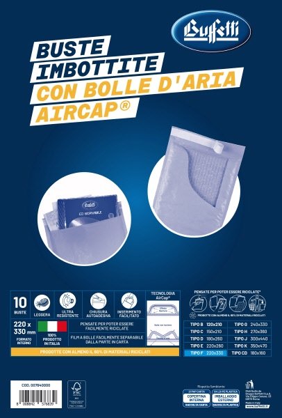 Buste imbottite in carta avana - Formato interno 12x21 cm