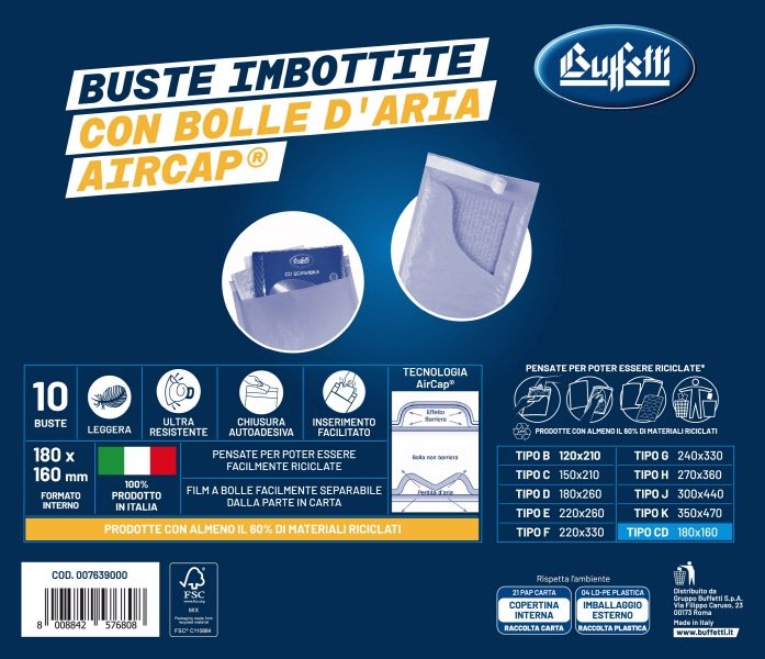 Buste imbottite in carta avana - Formato interno 18x16 cm