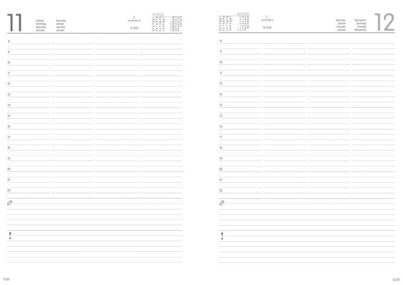Agenda giornaliera 12 mesi - 2027 - 29,7x21 cm - copertina sintetico - interno fisso - blu