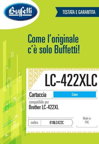 Brother Cartuccia ink jet - Compatibile LC-422XLC - Ciano - 1.500 pag