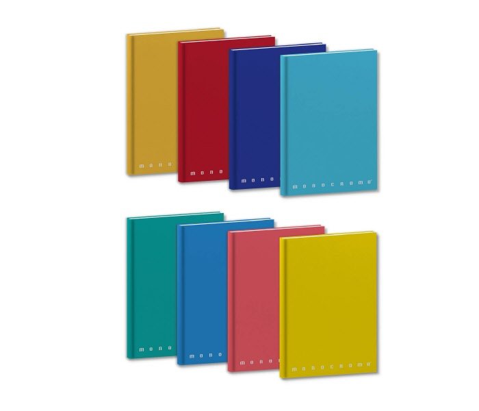 Quaderni cartonati Monocromo  - Rigatura 5M - Quadretto elementari e medie - 80 g - copertine assortite