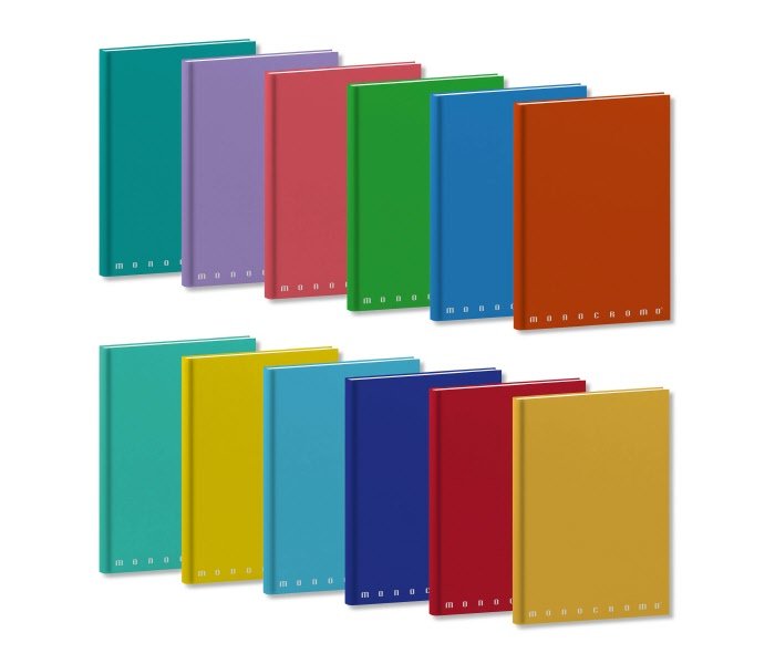 Maxiquaderni cartonati Monocromo  - Rigatura 5M - Quadretto elementari e medie - 80 g - copertine assortite