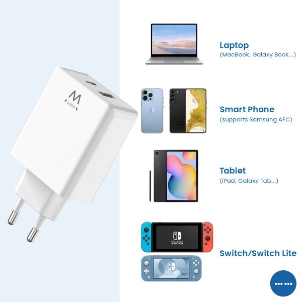 Caricatore universale - 45W - 1 USB-A + 1 USB-C