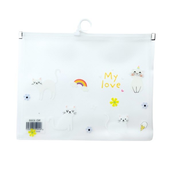 Busta con zip  - pp - A4 - 24x33 cm -  fantasia gattini