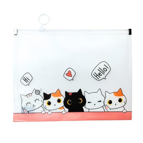 Busta con zip  - pp - A5 - 18x24 cm -  fantasia gattini