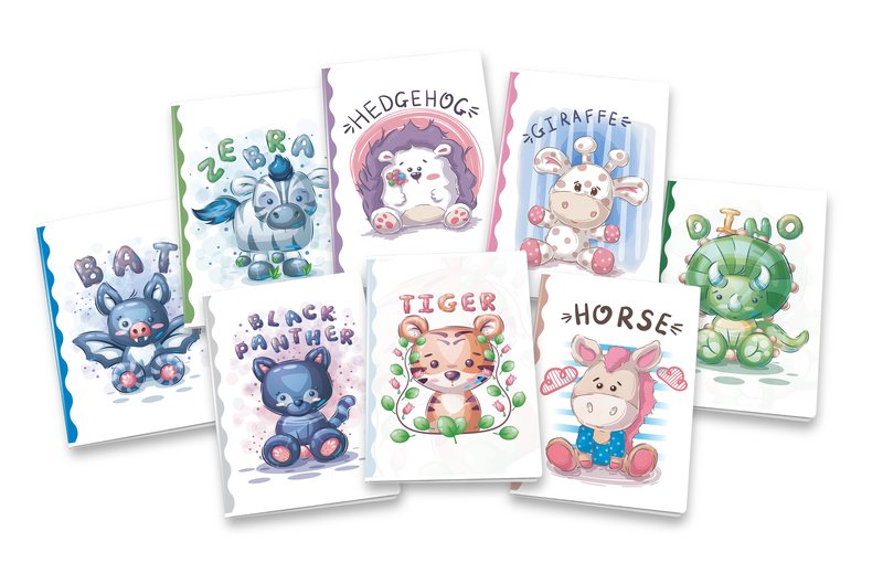 Maxiquaderno CUTE - Rigatura 0B - Righe 3a elementare - 80 g - A4 - copertine assortite