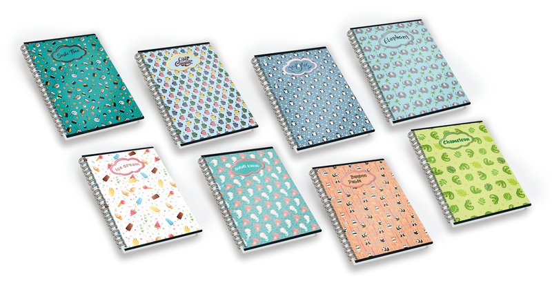 Quaderno Pattern con spirale - Rigatura 5M - Quadretto da 5mm - 80 g - A6 - copertine assortite