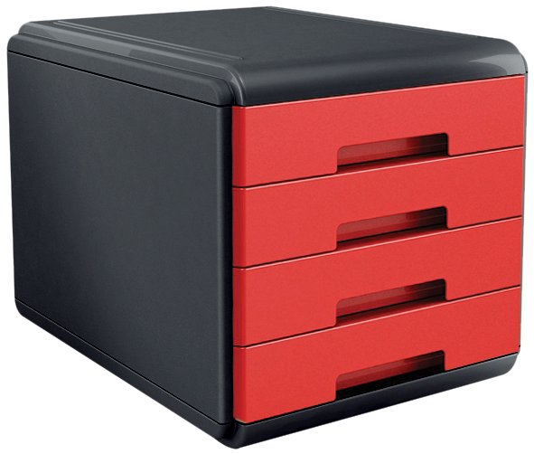 Cassettiera 4 cassetti Plastic Desk - colore rosso
