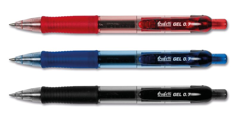 Penna a sfera gel a scatto con safety clip - rosso - Tratto fine