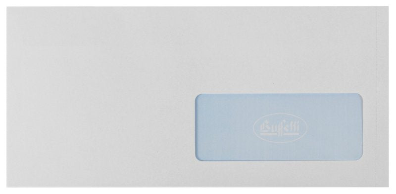 Buste commerciali adesive con finestra - Chiusura taglio quadro - 11x23 cm 80 g - conf. 50 pz.