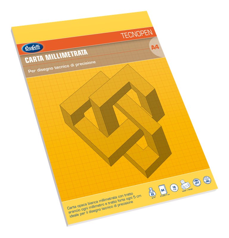 Blocco carta millimetrata Tecnopen - 21x29,7 cm - 10 fogli - 85 g