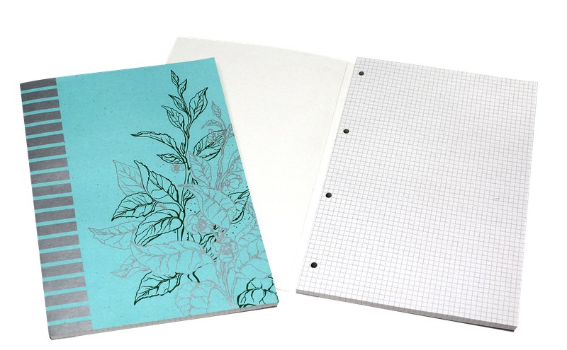 Blocco collato I Love Green - Rigatura 5M - Quadretto da 5mm - carta riciclata 100% - 80g - A4 - copertine assortite