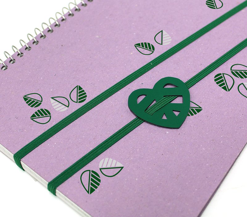 Blocco notes con spirale ed elastico I love green - carta riciclata - 10,5x15 cm - colori assortiti