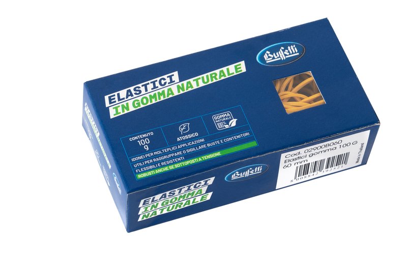 Elastici in gomma gialla - Misura ø 100 mm - scatolina da 100g
