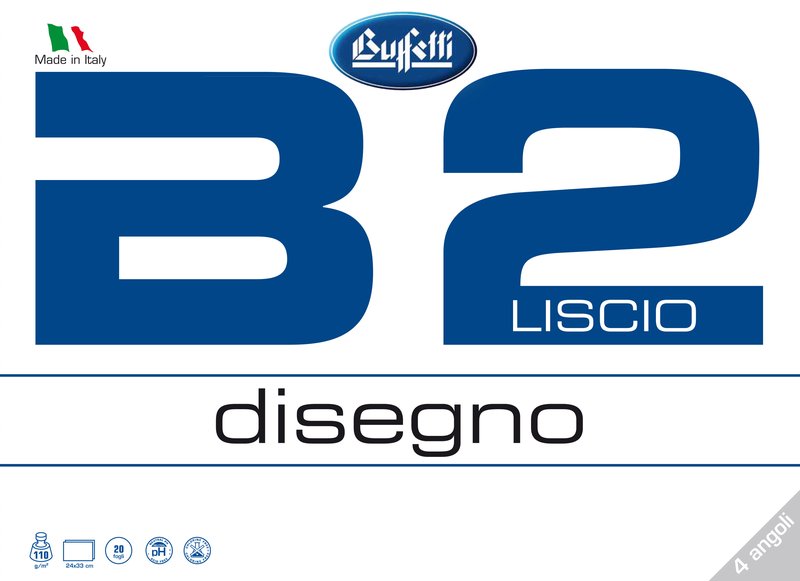 Album da disegno B2 - a 4 angoli - 24x33 cm - liscio - 20 fogli - 110 g