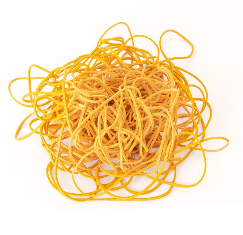 Elastici in gomma gialla - Misura ø 120 mm - scatolina da 100g