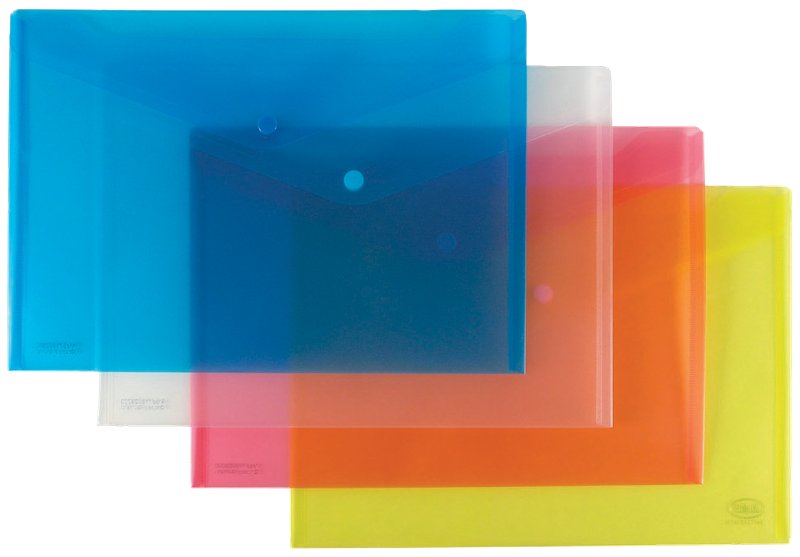 Buste con bottone - polipropilene trasparente - 29,7x21 cm - blu