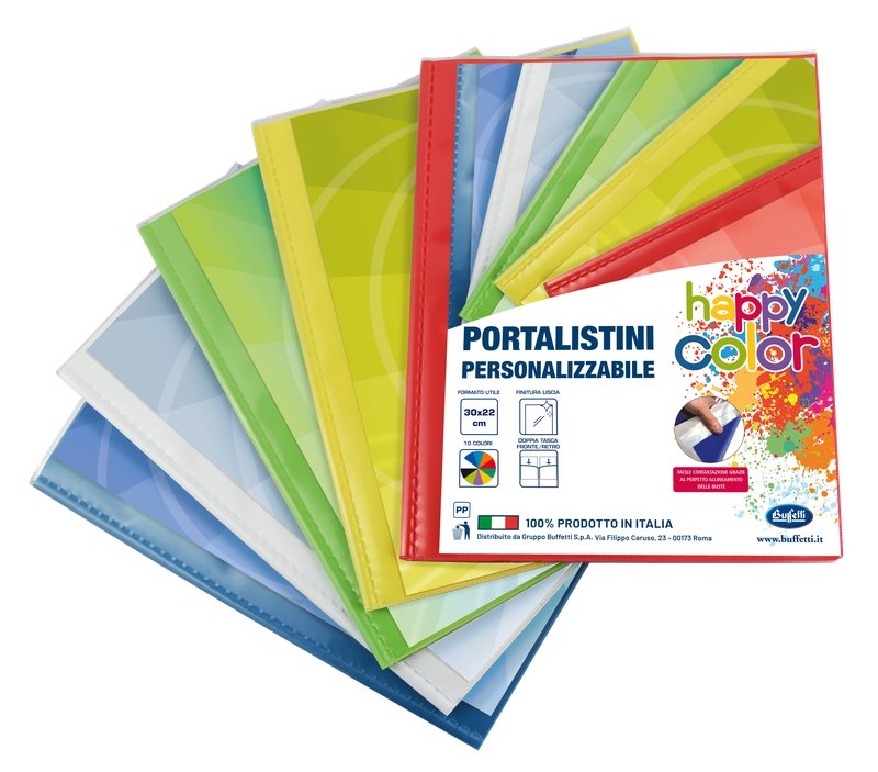 Portalistini personalizzabile Happy Color  - polipropilene - 6 buste - colori assortiti