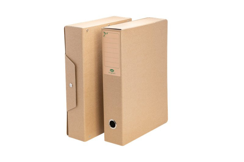 Scatola progetti con bottone  - Dorso 7 cm - 34x24 cm - avana