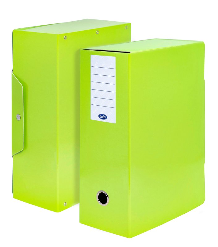Scatola progetti con bottone - Dorso 12 cm -34x24 cm - verde chiaro