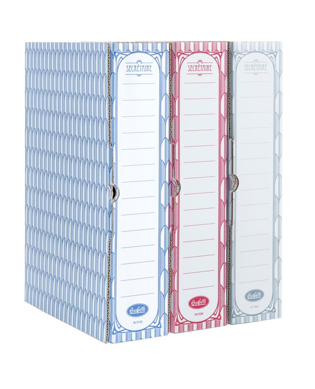Scatole archivio Secretaire - Dorso 8 cm - 35x24 cm- rosso
