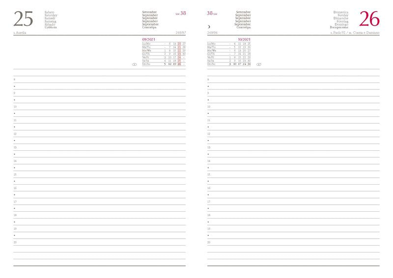 Agenda giornaliera in sintetico, blocco fisso - 2026 - 14,5x20,5 cm - turchese