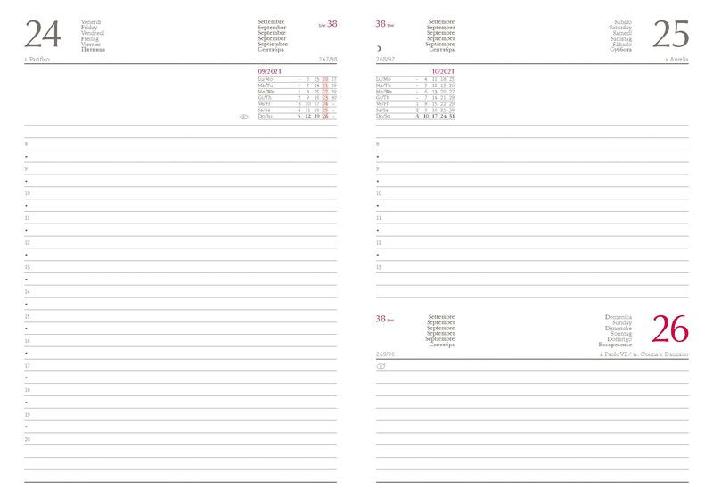 Agenda giornaliera in sintetico, blocco fisso - 2027 - 14,5x20,5 cm - blu