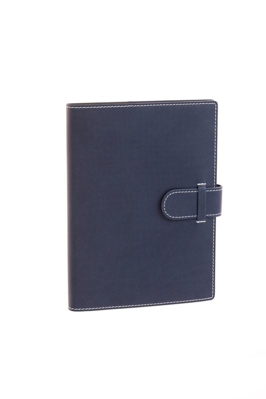 Agenda giornaliera in similpelle - blocco mobile -  2027 - 14,5x20,5 cm - linguetta di chiusura - blu