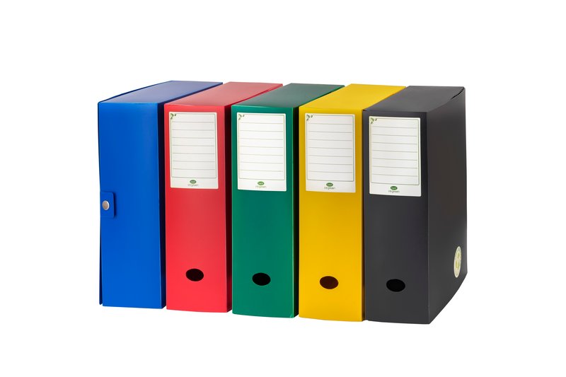 Scatola progetti pp  con bottone - Dorso 10 cm - 35x25 cm  - colori assortiti