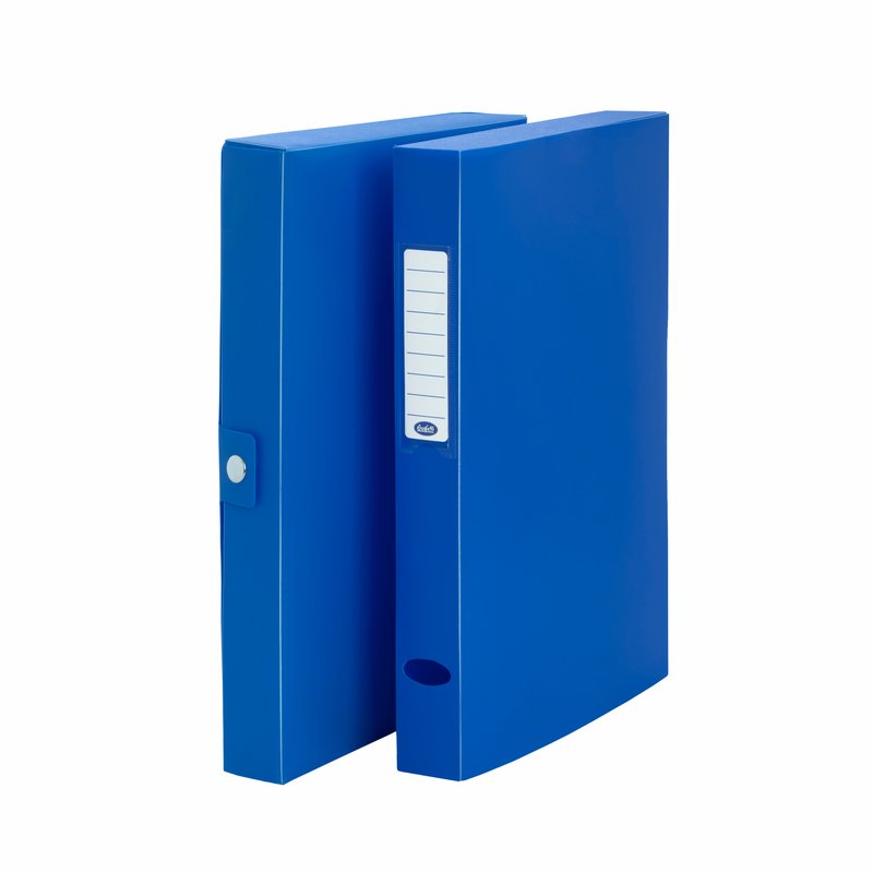 Scatola progetti con bottone - Dorso 4,5 cm - 35x25 cm - blu