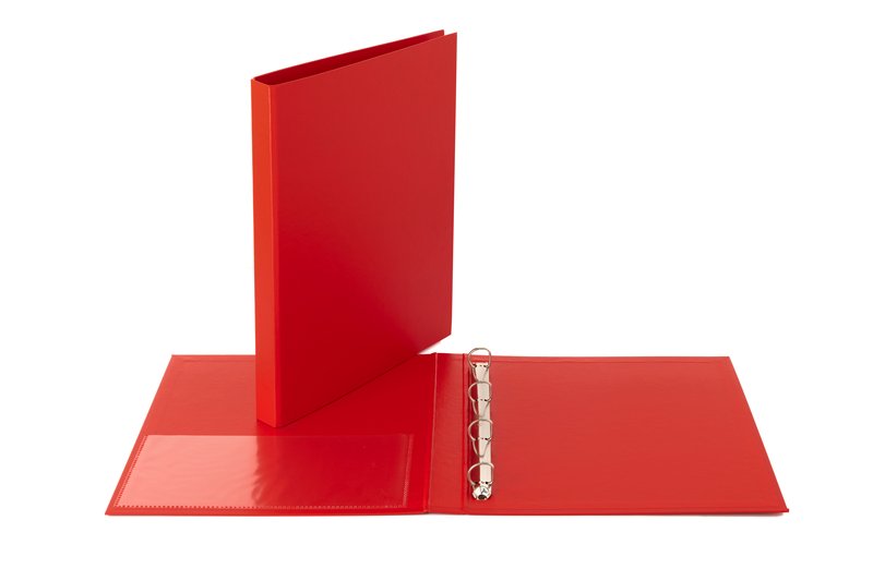 Cartella - 4 anelli a D - Diametro 17 mm - 30x22- rosso