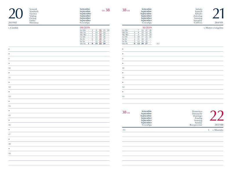 Agenda giornaliera 12 mesi - 2027 - 11x16,5 cm - sab/dom accoppiati - blu