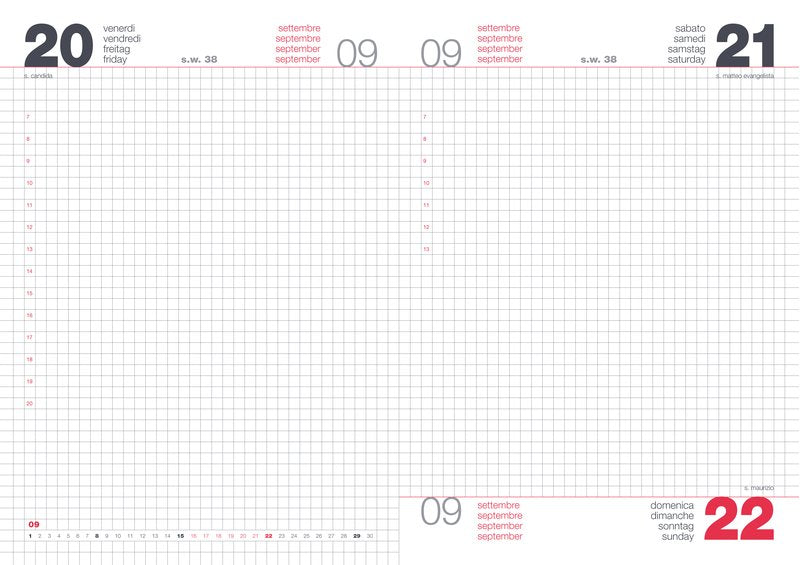 Agenda giornaliera a quadretti blocco fisso - 2027 - f.to 14,5x20,5 cm.