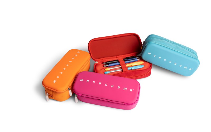 Astuccio Monocromo 2 zip silicone + poliestere - colori assortiti