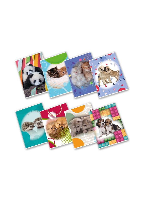 Maxiquaderno PUPPY - Rigatura 4F - Quadretto da 4mm con margine - 80 g - A4 - copertine assortite
