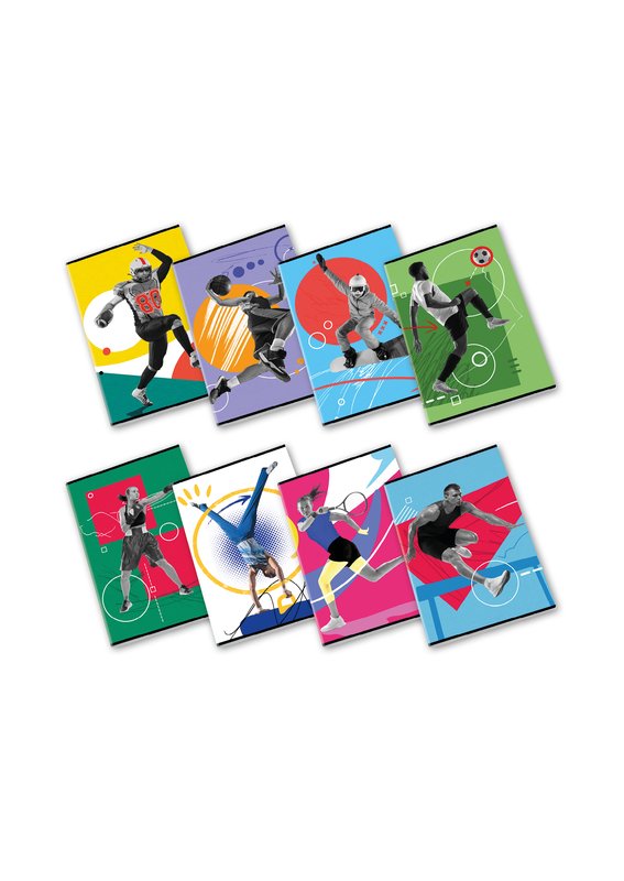 Maxiquaderno SPORT - Rigatura 0Q - Quadretto da 5mm con margine - 80 g - A4 - copertine assortite