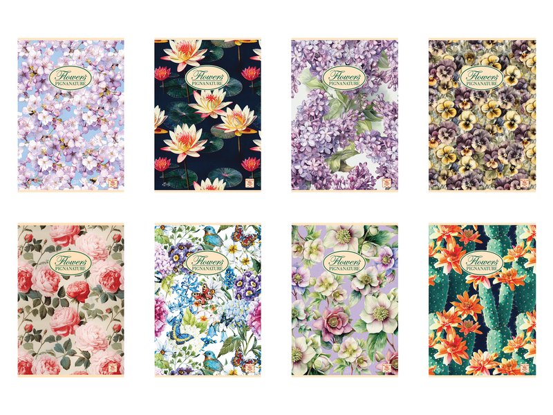 Maxi Quaderno Nature Flowers -  carta Riciclata
 - 0C - Righe con margine