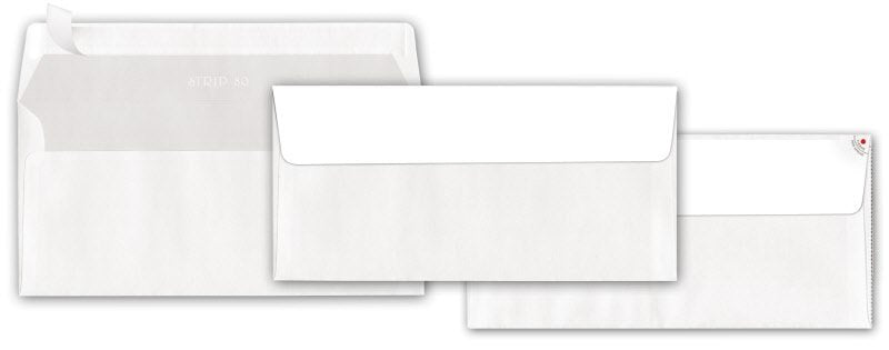 Buste commerciali adesive senza finestra - Chiusura taglio quadro - 11x23 cm 80 g - conf. 500 pz.