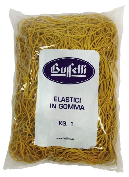 Elastici in gomma gialla - Misura ø 50 x 1,4 mm - busta da 1000g