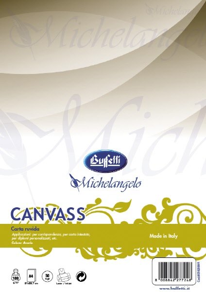 Conf. 50 ff cartoncino canvass - ruvido bianco - A4 - 200 g