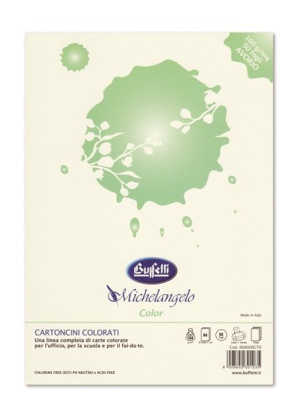 Carta e cartoncini Michelangelo Color  A4 - risma da 100 fogli 80g - colori tenui - avorio