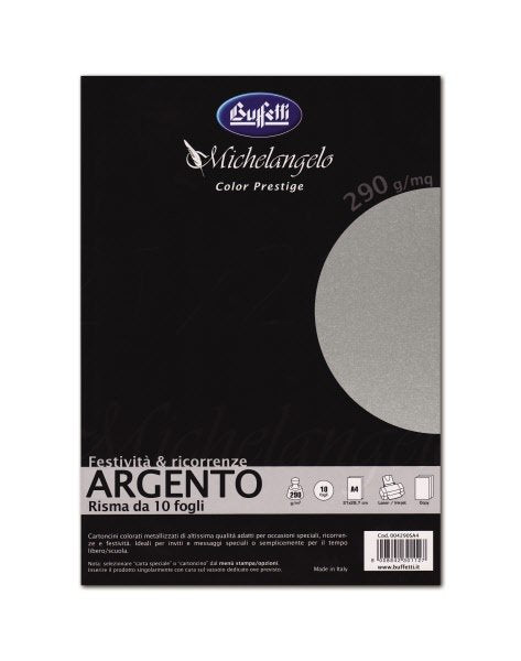 Michelangelo Color Prestige - cartoncini  metallizzati - A4  120 g - argento