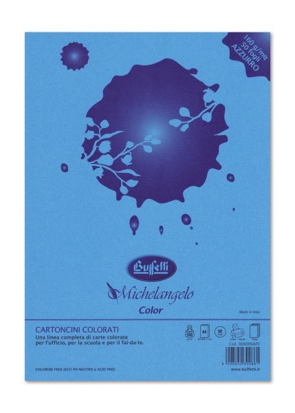 Carta e cartoncini Michelangelo Color  A4 - risma da 50 fogli 160g - colori forti - azzurro