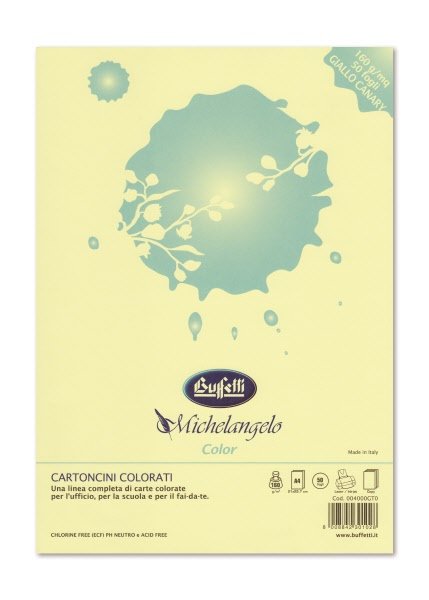 Carta e cartoncini Michelangelo Color  A4 - risma da 100 fogli 80g - colori tenui - giallo canary