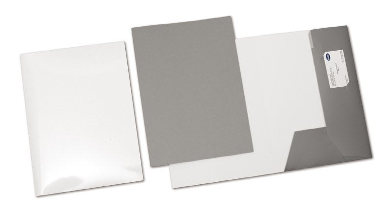 Cartelline 2 lembi  - cartoncino lucido - 250 g/mq - 32,5x23,5 cm - bianco - conf. 10 pz